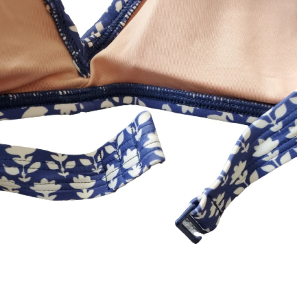 J.Crew plus floral Moderate Coverage french bikini top, 3XL, blue